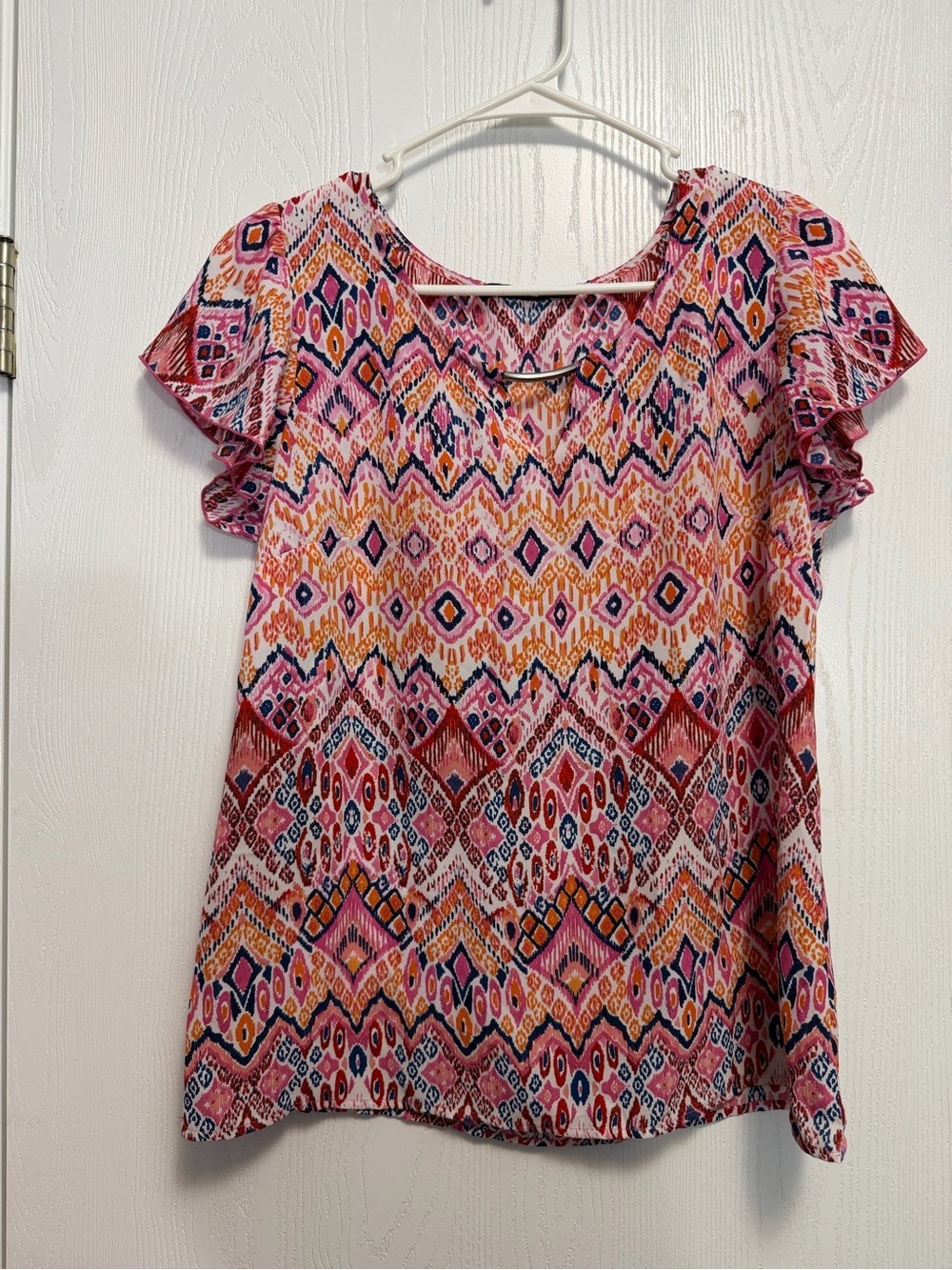 Women's Pink Patterned Short-Sleeve Top petite